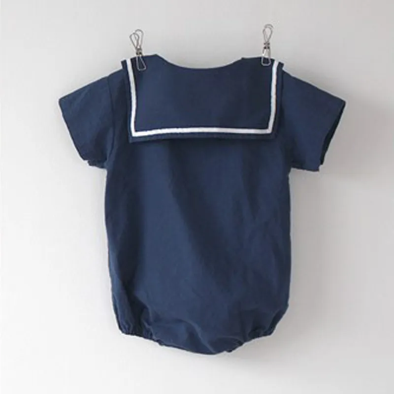 Baby Clothes Summer Boy Girl Jumpsuit Lapel Cute Bodysuit Infant Cotton Short-sleeved Romper 210515