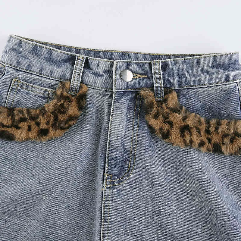Leopard tryckta kvinnor Y2K mini kjolar sexig vintage skinny bodycon estetic streetwear hajuku 90s 210514