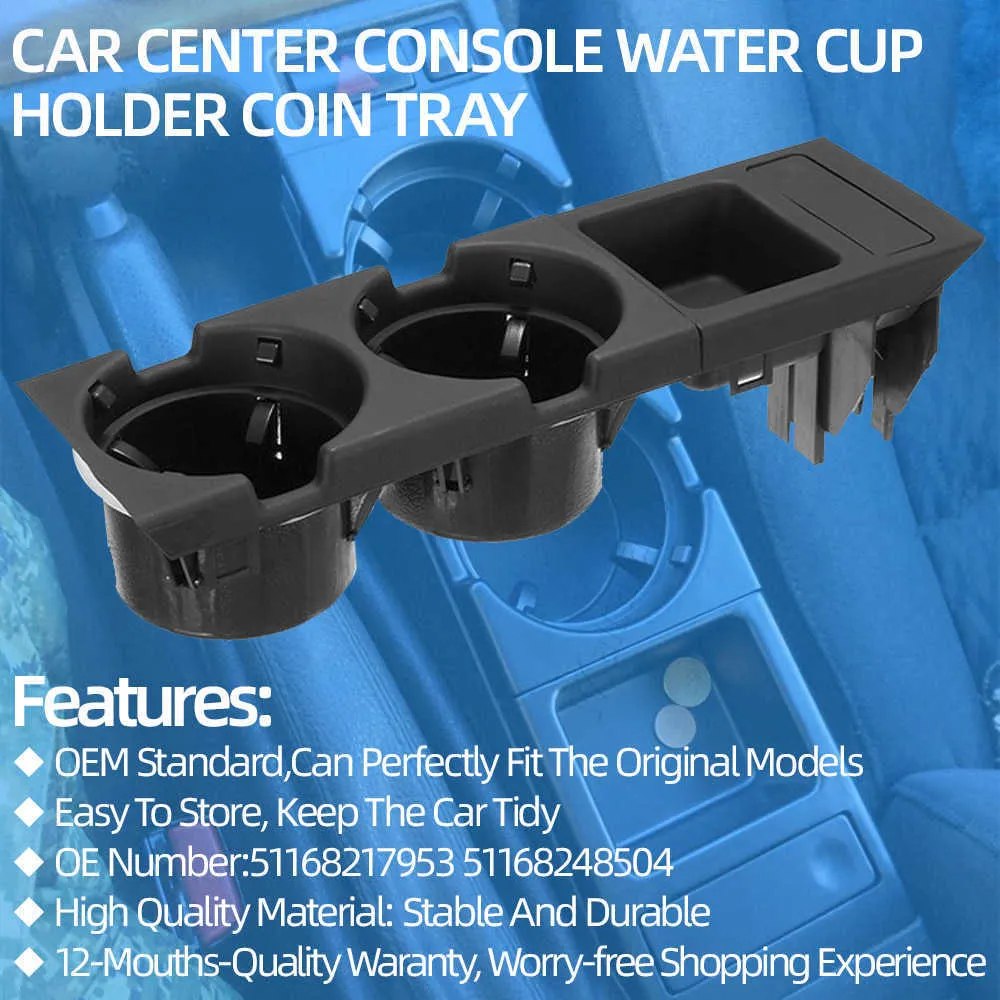 Car Center Console Water Cup Holder Dryckens flaskhållare myntfack för BMW 3-serien E46 318I 320I 98-06 51168217953