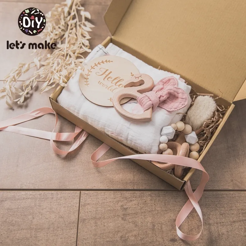 Let039s Make Baby Bath Toy Set Set Деревянный браслет для погремушки вязаный крючком в крючке Milestone Toys Baby Bate Gift Products для детей 2108857309