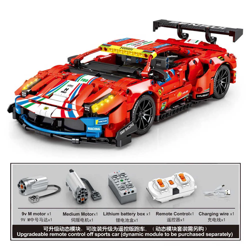 Creative Expert High-tech GTE RSR Super Racing Car Speed Vehicle Moc Moduler brick Building block Model Technical Toy H0917