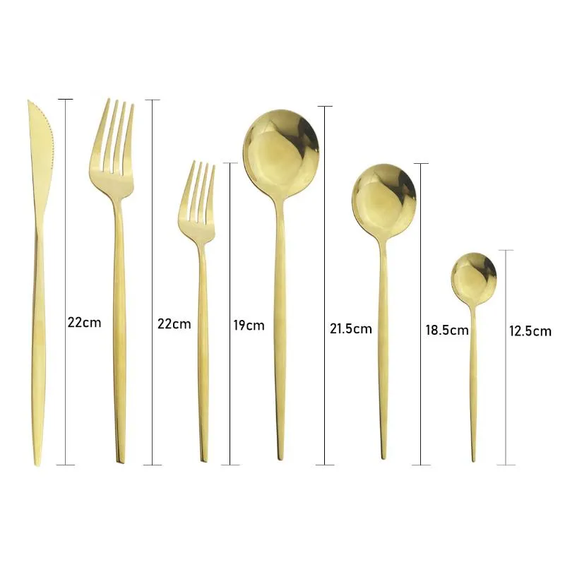 Dinnerware Sets White Gold Cutlery Stainless Steel Flatware Tableware Set Dessert Salad Fork LNIFE Spoon Kitchen298Q