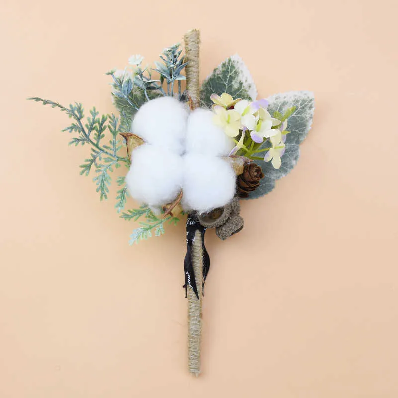 Flores secas de algodón blanco Decoraciones de Navidad para el hogar Regalos de bricolaje Boda Novia Holding Material Barato Flores artificiales Y0630