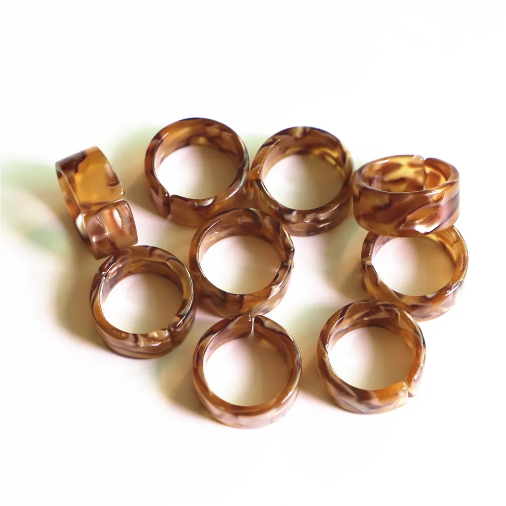 résine tortue ouverture pour femmes filles bijoux 2021 multicolore Transparent acrylique irrégulier marbre motif anneaux