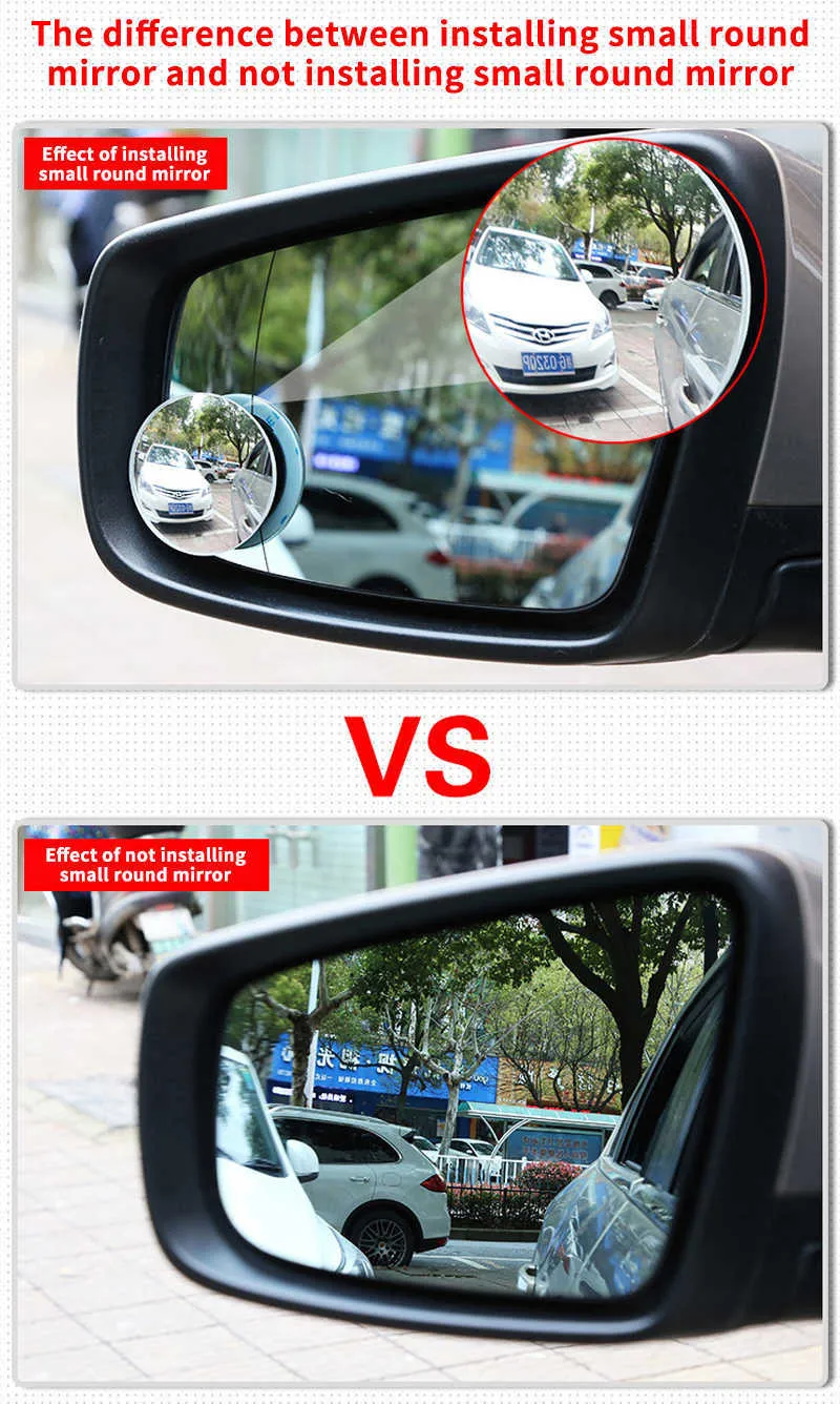 HD-blindspegel Justerbar bil Bakövning Konvex för omvänd vidvinkelfordon Parkering Rimless S 360 grader