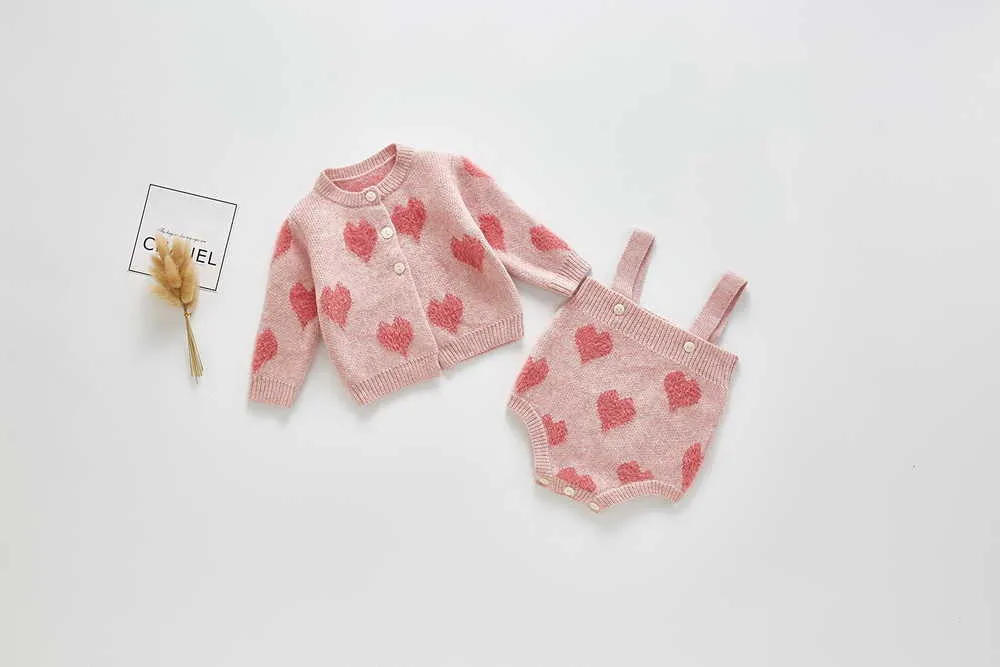 120-5-Love Heart Baby Girl Sweater Romper