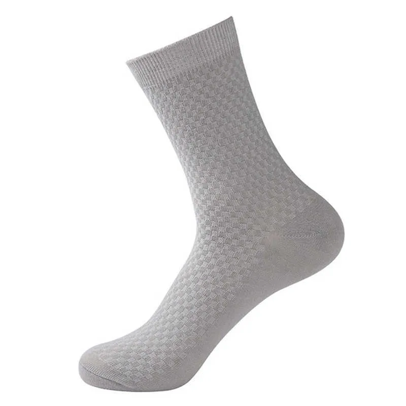 Ranmo Hommes Confortables Respirant Chaussettes d'affaires Casual Fibre de Bambou Couleur Unie Doux Toutes Saisons Chaussettes X0710