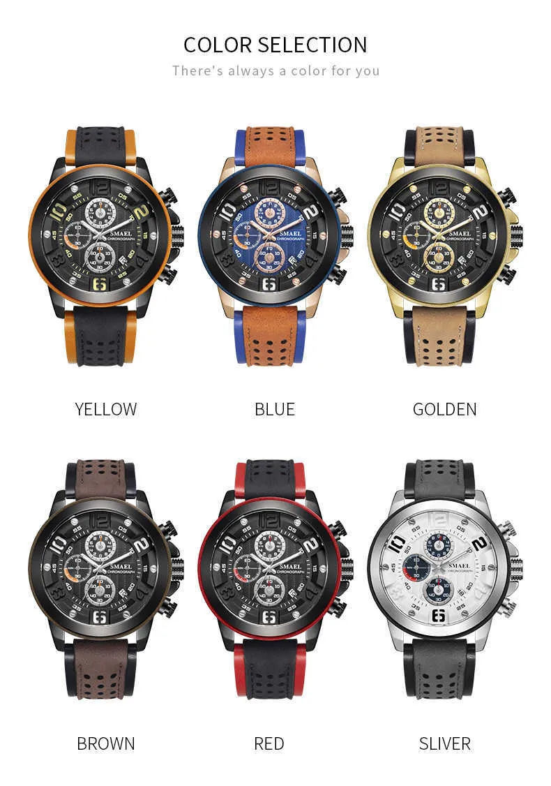 2019 Smael Sport Orologi da uomo Orologio da polso in lega di lusso da uomo Casual Sl-9083 Orologio da polso impermeabile in pelle di moda Box Relogio Masculino Q0524