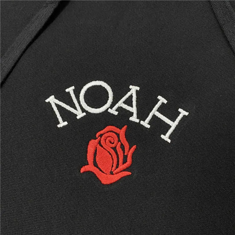 Oversized Långärmad Noah Hoodie Män Kvinnor 1: 1 Bästa Alfabet Blommor Broderier Roses Core Pullover Sweatshirts