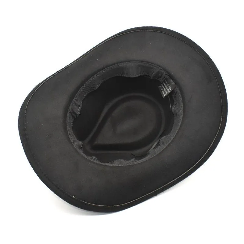 Szerokie brzegowe czapki Vintage Womem Men Western Cowboy Hat with Cowgirl Jazz Cap unisex wełna fedora caps316c