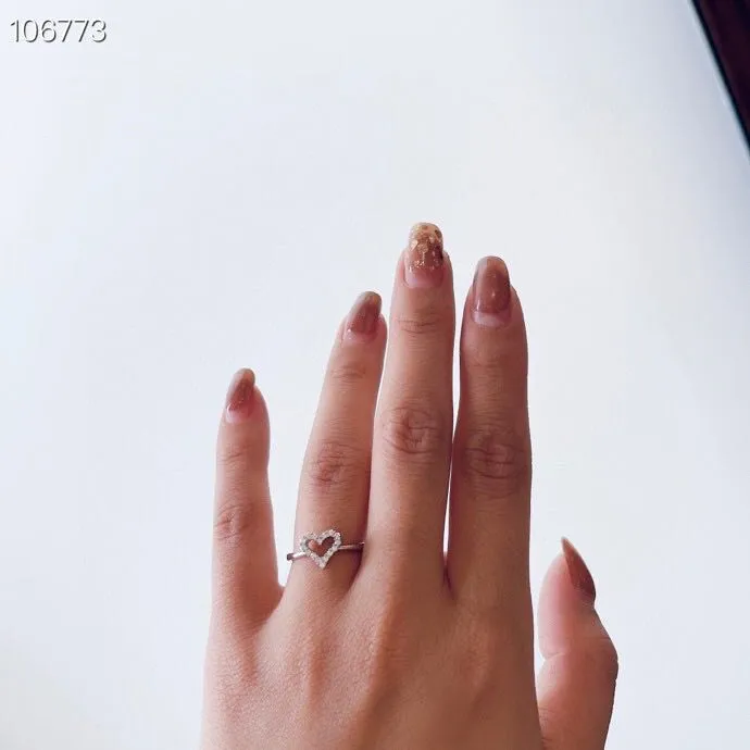 Luksusowy projektant marki S925 Sterling Srebrny pełny kryształowy pierścień puste serce urok na przyjęcie weselne biżuteria 260q