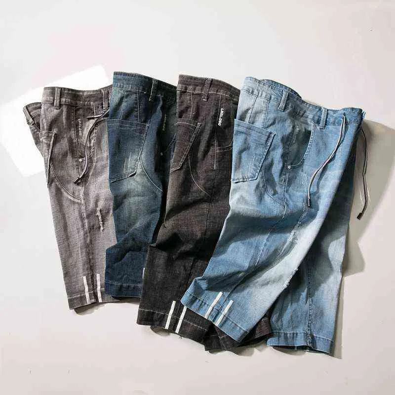 2020 verão novo estiramento masculino jeans curtos moda casual slim encaixe de alta qualidade elástico denim shorts macho marca roupas h1210