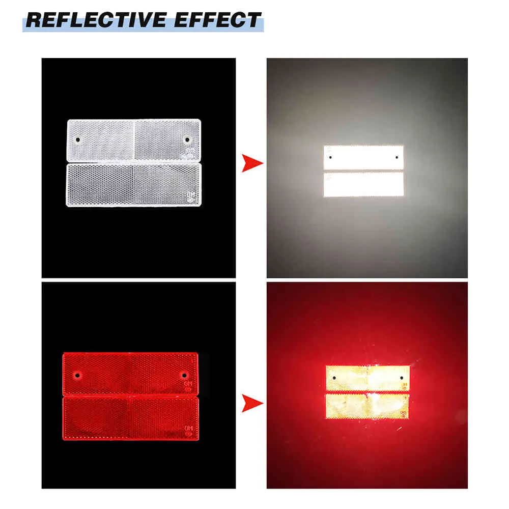 5 ADET Beyaz Kırmızı Plastik Yansıtıcı Uyarı Plakası Bant Reflektör Çıkartmalar Araba Kamyon Römork Motosiklet Güvenlik Sticke Araba