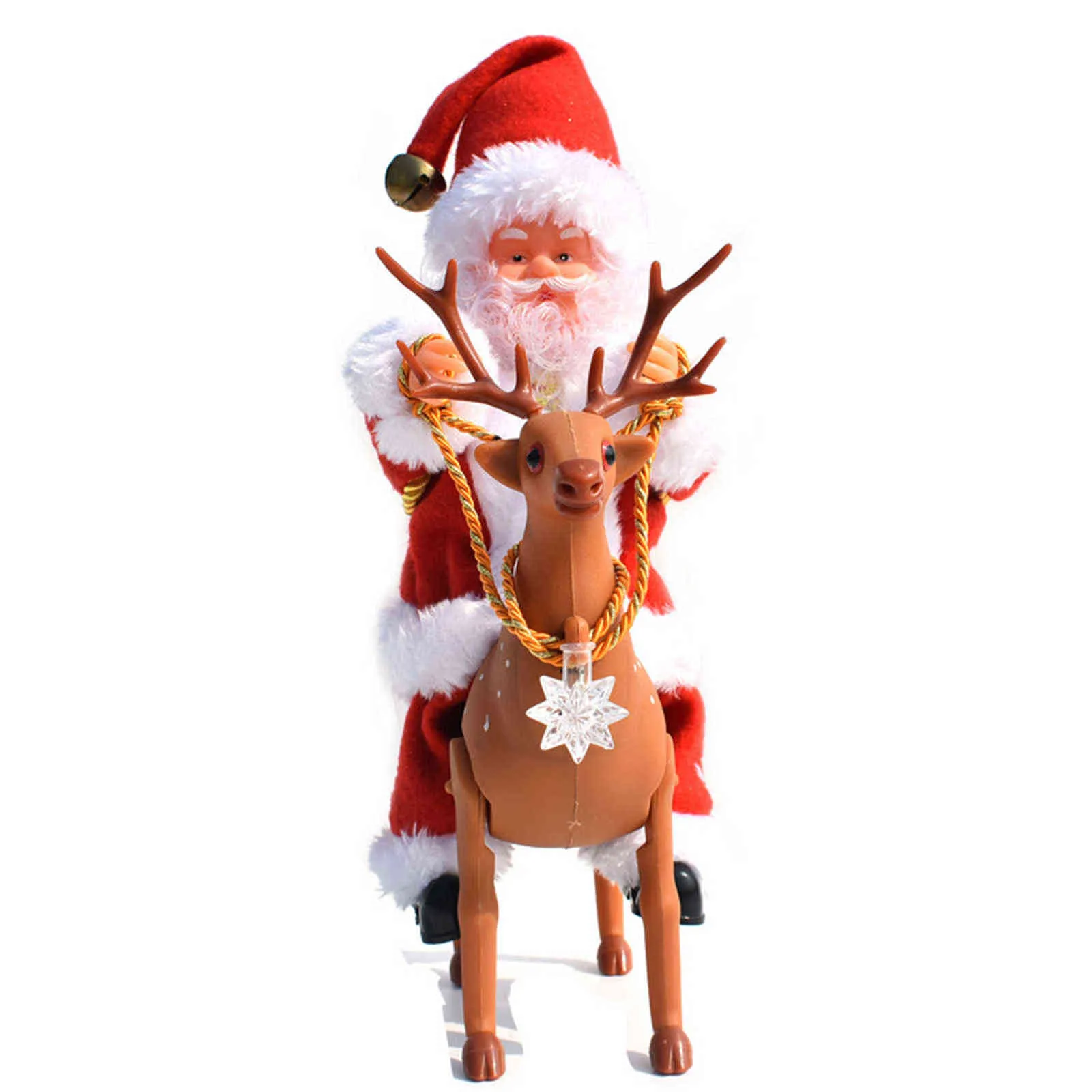 Santa Claus Riding Deer Doll Electric Music Toy Xmas Ornament Kid Gifts Christmas Decoration Lb88