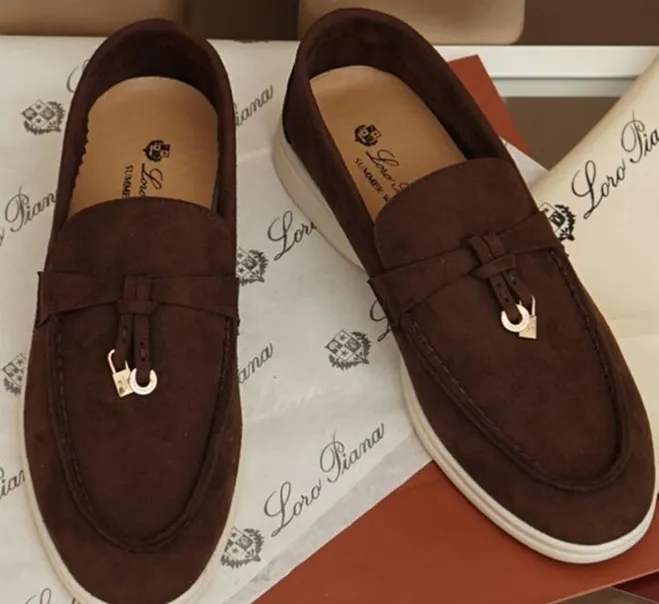 2022 Fashion Women Loafers Shoes Lady Lazy Business Casual Flat Walk Trade Trend Suede Leahter Stlye Commory Lovers Designer Loro Piana Размер 35-43