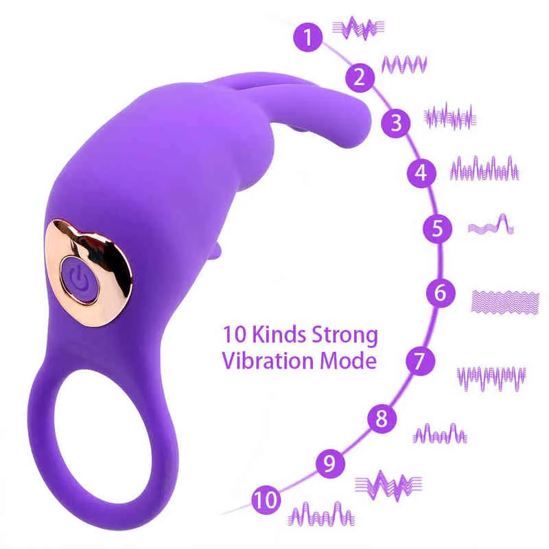 Nxy Cockrings Vibrating Cock Ring Macho Retraso Eyaculación Clítoris Estimulación 10 Velocidades Anillos de Penis Vibrador Masajeador Juguetes Sexuales para Hombres Parejas 0215