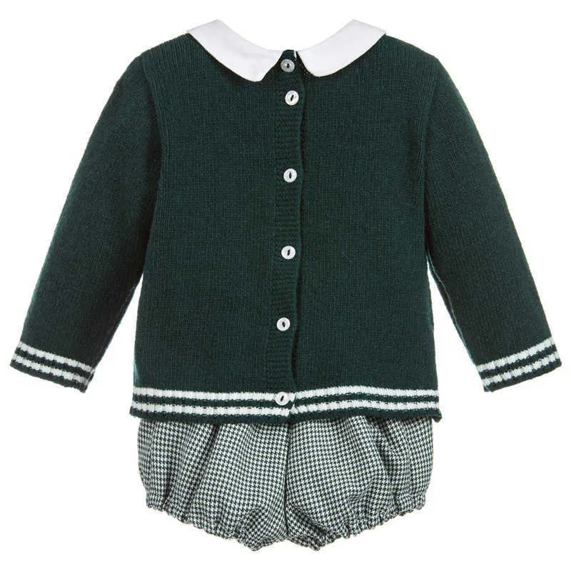 Baby Boys Hiszpańskie butikowe Ubrania Zestaw Dzieci Z Długim Rękawem Dzianiny Swetry + Krótkie Spodnie Toddler Jesień Zimowa Odzież 210615