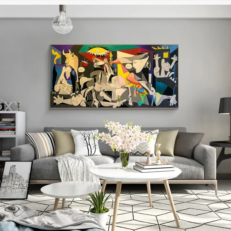 Guernica de Picasso, reproductions de peintures sur toile célèbres, affiches et imprimés d'art mural, images de Picasso, décoration murale de maison, 200a