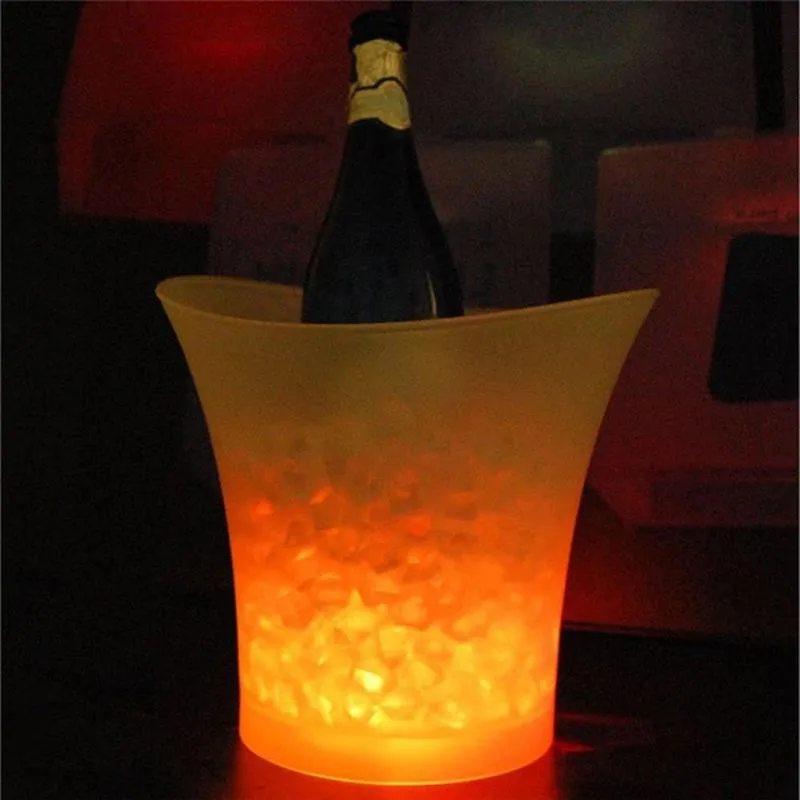 Eiskübel und Kühler, mehrfarbig, 5 l, wasserdicht, Kunststoff, LED-Eimer, Farbleisten, Nachtclubs, Licht, Champagner, Bier, Nacht, Party2428