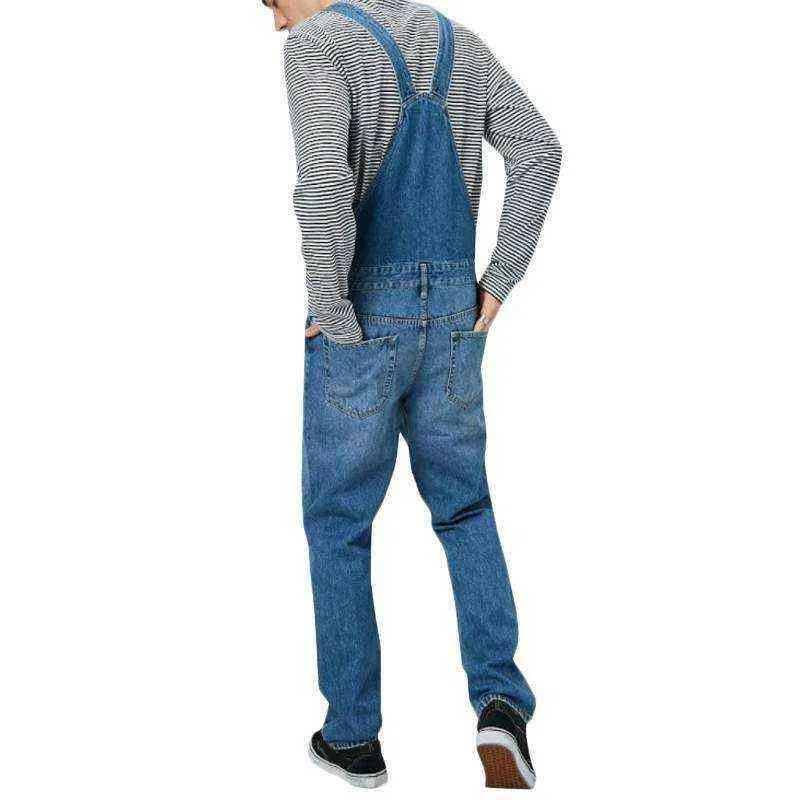 جينز رجالي الدنيم dungarees وزرة مريلة ودعسة وزرة بذلة رومبير السراويل 211120