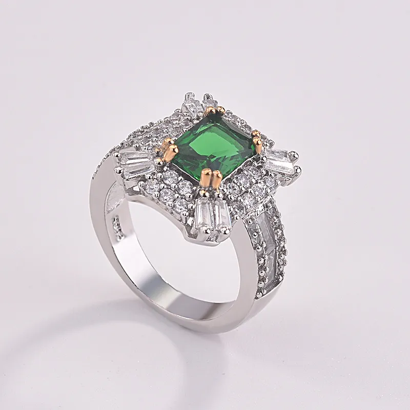 Damesmode-sieraden authentieke 925 Sterling zilveren ringen Emerald Zirkoon ovale trouwring met geschenkdoos ZR1187