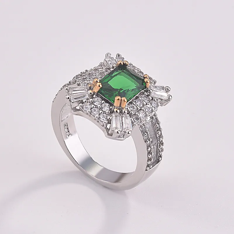 Kvinnors Mode Smycken Autentiska 925 Sterling Silver Ringar Emerald Zircon Oval Vigselring med presentförpackning Zr1187