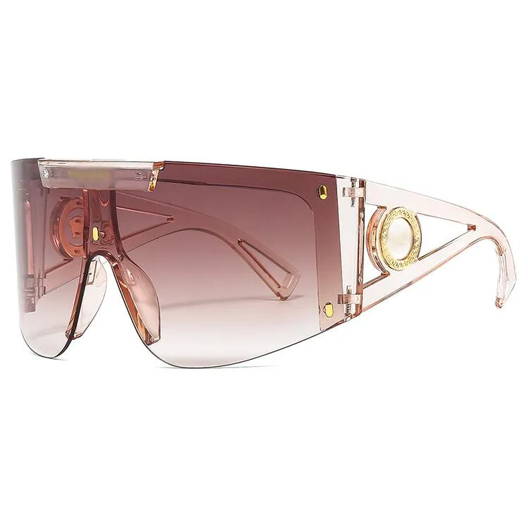 Diseño de gafas de sol para mujeres 4393 Escudo de moda Gafas Sun Protección UV Lente de conexión de gran conexión Semi-Rims Ven con P2008