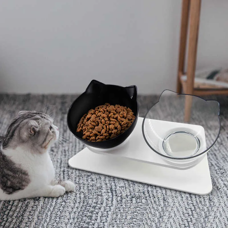 Bols pour chat antidérapants Double Pet avec support surélevé Nourriture et eau pour s Chiens Mangeoires Produits Bol 210615