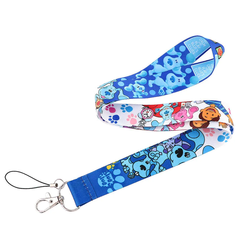 10 piècesJ2784 dessin animé bleu chien motif lanière porte-clés accessoire pour téléphone portable USB porte-Badge clés sangles étiquettes cou corde