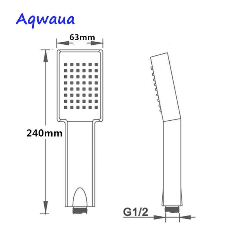 Aqwaua Black HandheldシャワーヘッドABSプラスチックバスルームの噴霧器節水節水ハンドシャワーのシャワーの単一機能H1209