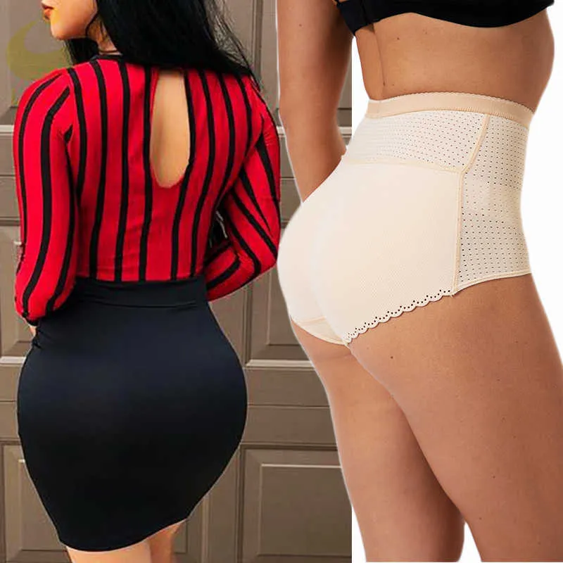 LAZAWG Mutandine contenitive da donna con imbottitura Butt Lifter Hip Enhancer Mesh Biancheria intima traspirante Push Up Big Ass Fake Butt Body Shaper 210708