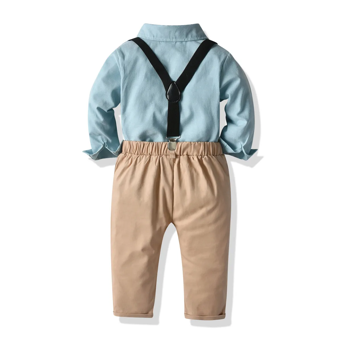 Boy Bowtie Shirt Strap Pants Suit Children's Baby Cotton Gentleman Dress 210515