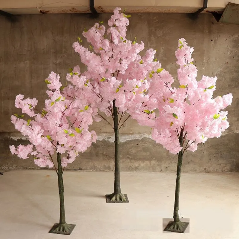 Artificial Flowers Wishing Trees Simulation Cherry Blossom Tree Roman Column Road Leads Sakura For Wedding Mall Opened Props258Q