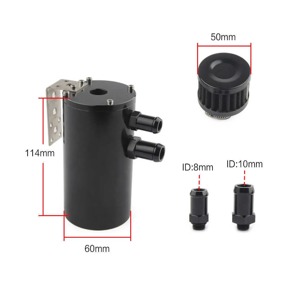 Universal High Quality Brushed Baffled Oil Catch Tank Can with Breather Filter Aluminium Round Car Coolant Tank Car