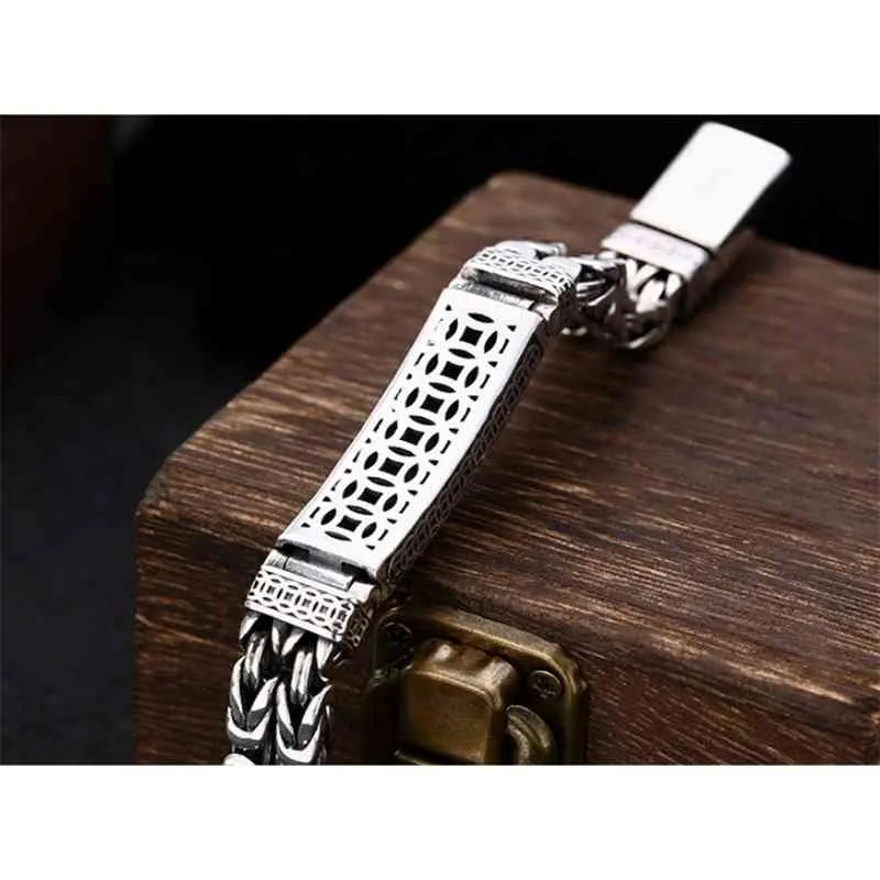 Bracciale in vero argento retrò spesso fortunato Pixiu da uomo in argento tailandese tendenza prepotente gioielli personalizzati con denaro