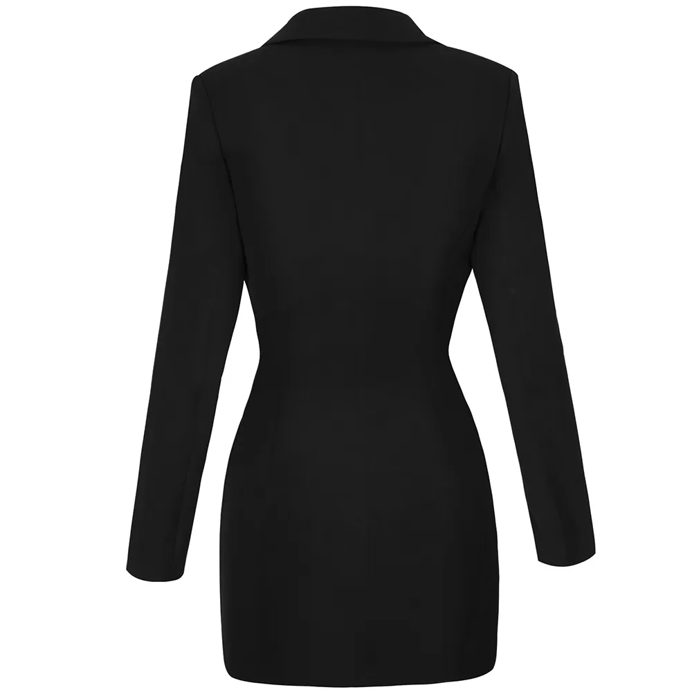 Blazer robe femmes Mini noir Blazer robe 1 nouveau col en V Sexy à manches longues moulante veste célébrité Club robe de soirée soirée 210320