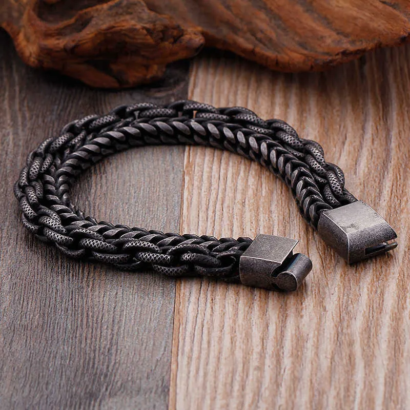 Bracciale da uomo in acciaio inossidabile con maglie a catena pesante da 10 pollici Braccialetti da uomo Braccialetti da motociclista Bracciale da uomo Punk 2232t