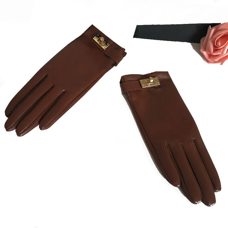 Hs Тот же стиль, осень и зима, британские импортные кожаные перчатки из овчины, женские тонкие короткие перчатки для вождения, теплые руки, ремонт сенсорного экрана 6830785