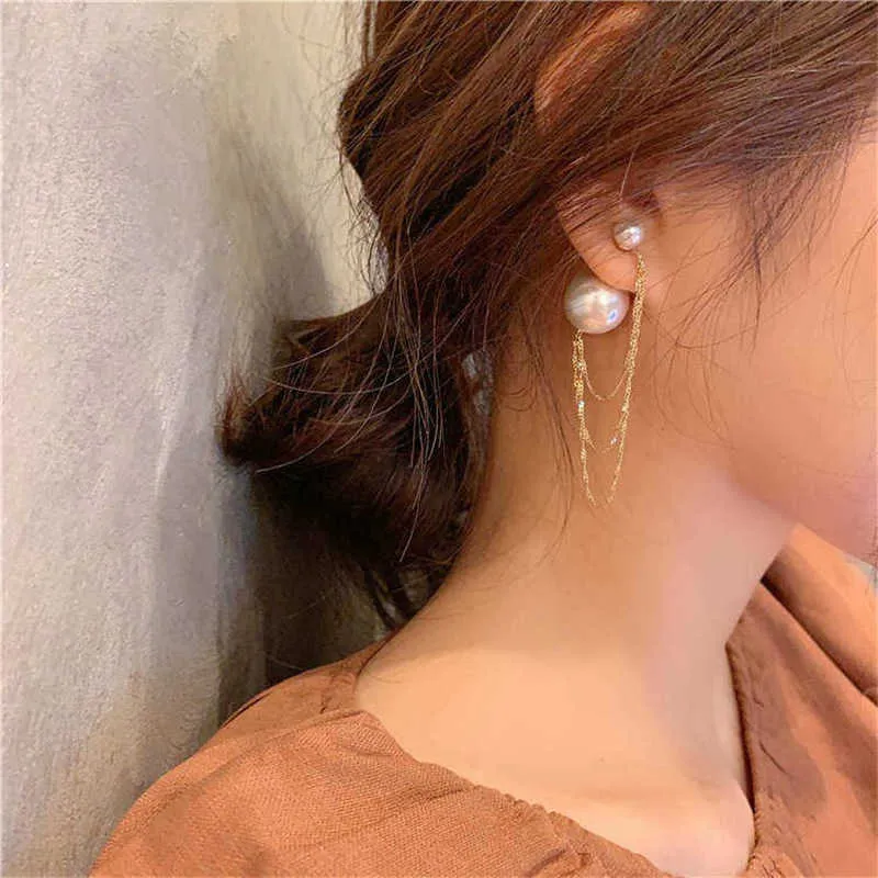 Coréen Imitation perle gland femmes Bijoux élégants 2019 classique avant et arrière boucles d'oreilles mode Bijoux entiers