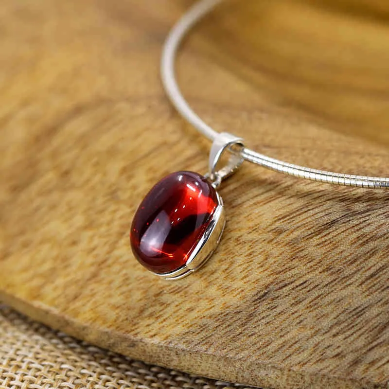 Vero puro argento 925 rosso granato donna gemma naturale semplice ed elegante ciondolo ciondolo Piedras Naturales