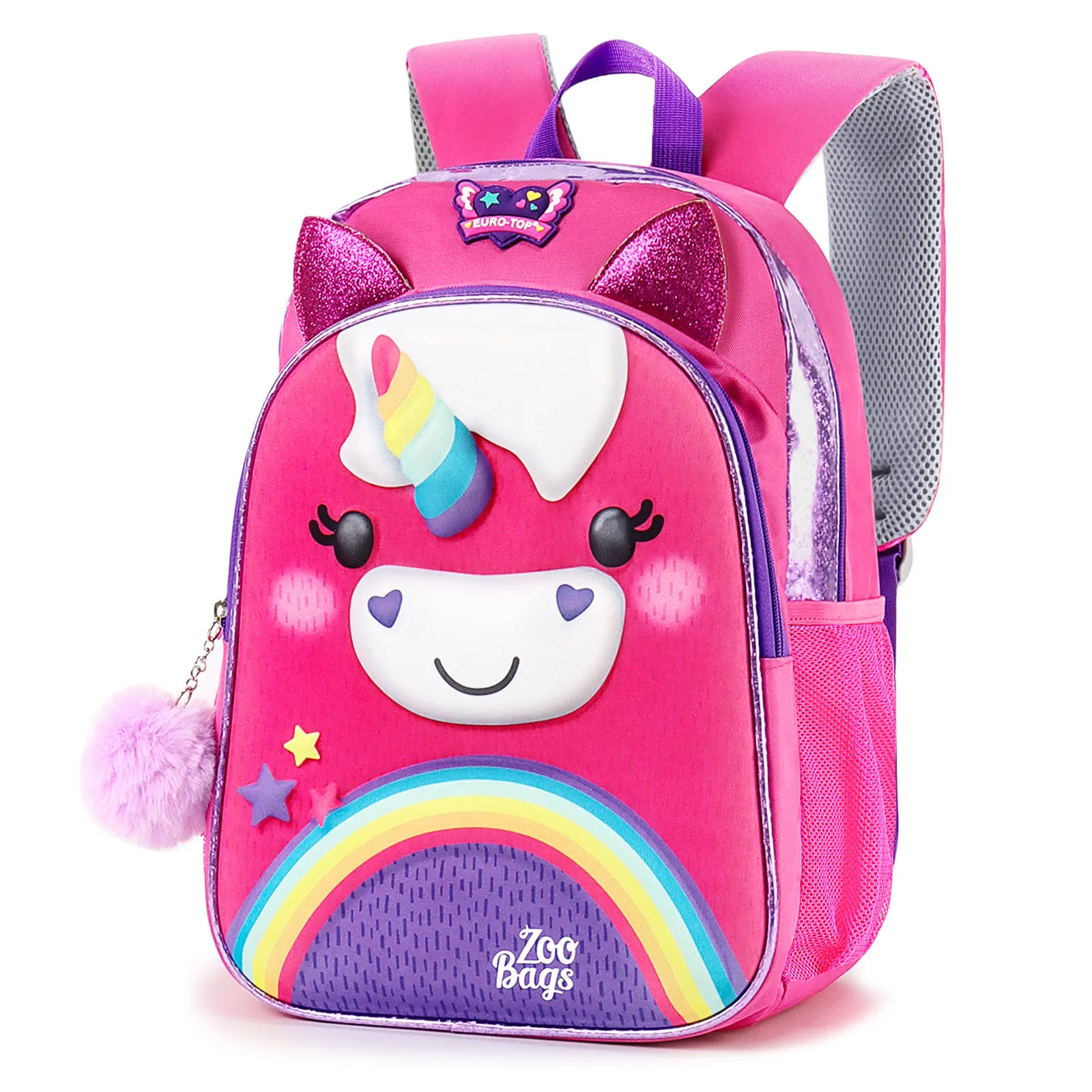 Mochila Niñas lindas Moda Hight Quality 3D Unicornio Dibujos animados Mini Mochila Lentejuelas brillantes Regalo resistente al agua para estudiantes 15 pulgadas