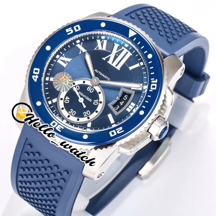 TWF F5 Calibre De Dive WSCA0011 Cal 1904-PS MC Automatic Mens Watch Super Luminous Ceramic Bezel Roman Mark Blue Dial Rubber Watch313d