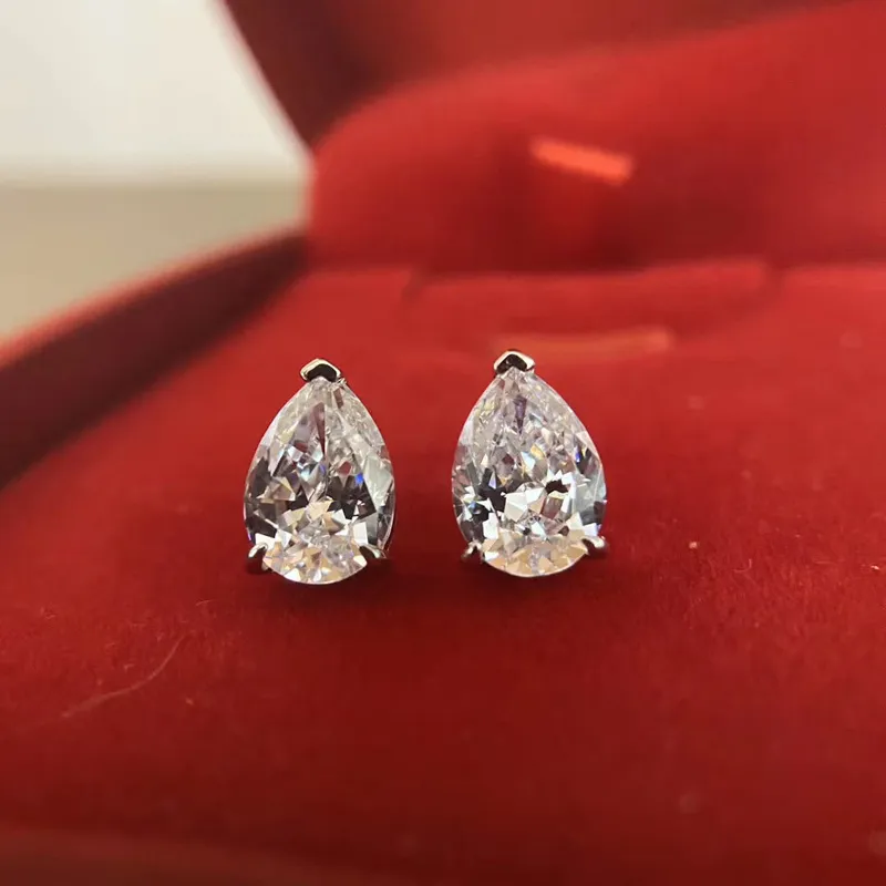 OEVAS classique 925 argent Sterling coupe poire créé Moissanite pierres précieuses diamants boucles d'oreilles clous d'oreille bijoux fins en gros