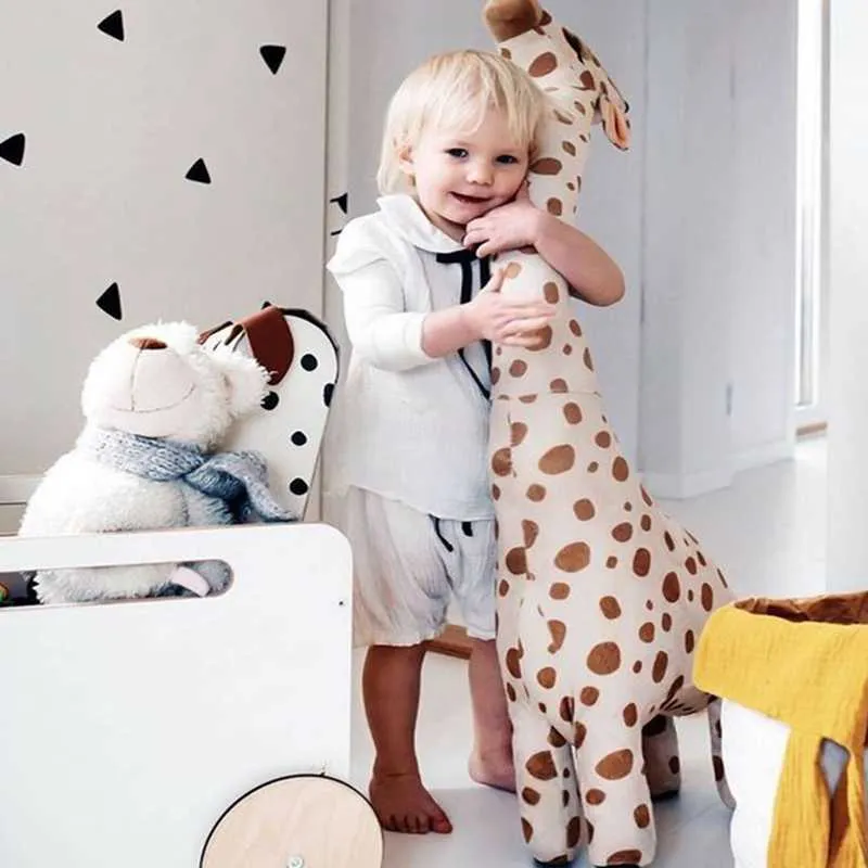 67 cm creatieve schattige grote simulatie giraffe pop pluche speelgoed slaapkussen kan staan ​​kamer decoratie verjaardagscadeau voor kinderen 210728