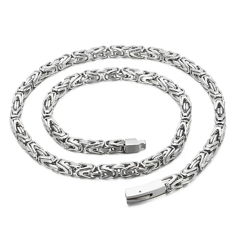 6mm 26 -tums svart guld silver byzantinsk kedja fast knuten länkhalsband för män gåvor rostfritt stål smycken246c