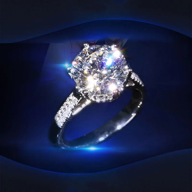 Véritable couronne de haute qualité grande bague de simulation Moissanite 2 ct bijoux de mariage pour femme cadeau J-0392388
