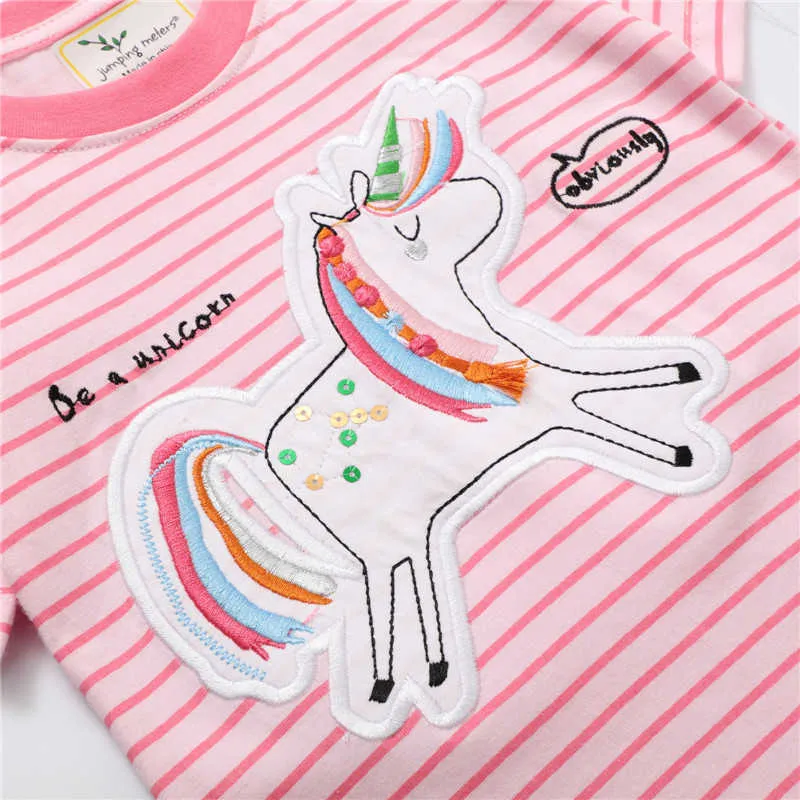 Saut mètres bébé t-shirts pour été filles coton vêtements dessin animé cheval imprimer mignon enfants t-shirts enfant en bas âge hauts 210529