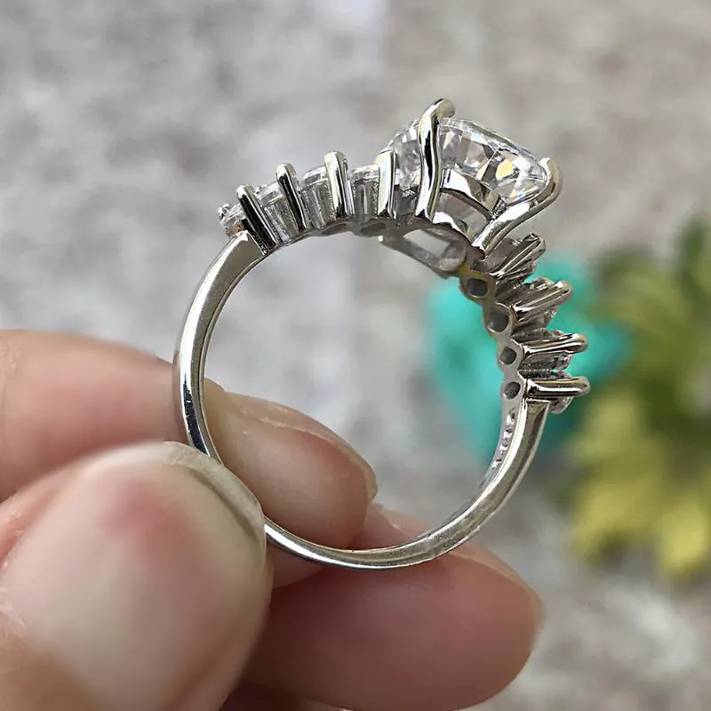 Luomansi серебряные ювелирные кольца S925 роскошное обручальное кольцо с большим овальным бриллиантом супер модное для женщин Cluster293L