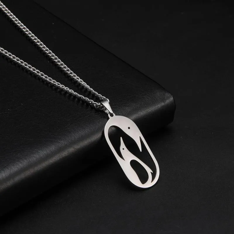Pendant Necklaces Cazador Animal Penguin Necklace Hollow Design Stainless Steel For Women Gift High Quality Jewelry245Z