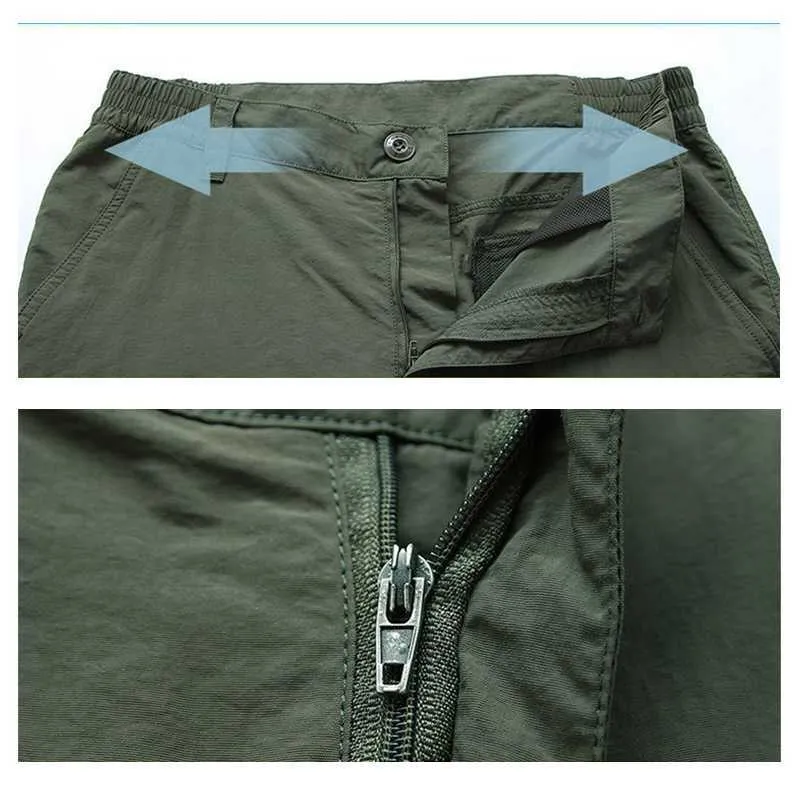 Pantalones Cargo ligeros para hombre, pantalones largos tácticos informales transpirables militares para senderismo, pantalones finos de secado rápido para trabajo masculino, parte inferior 210707